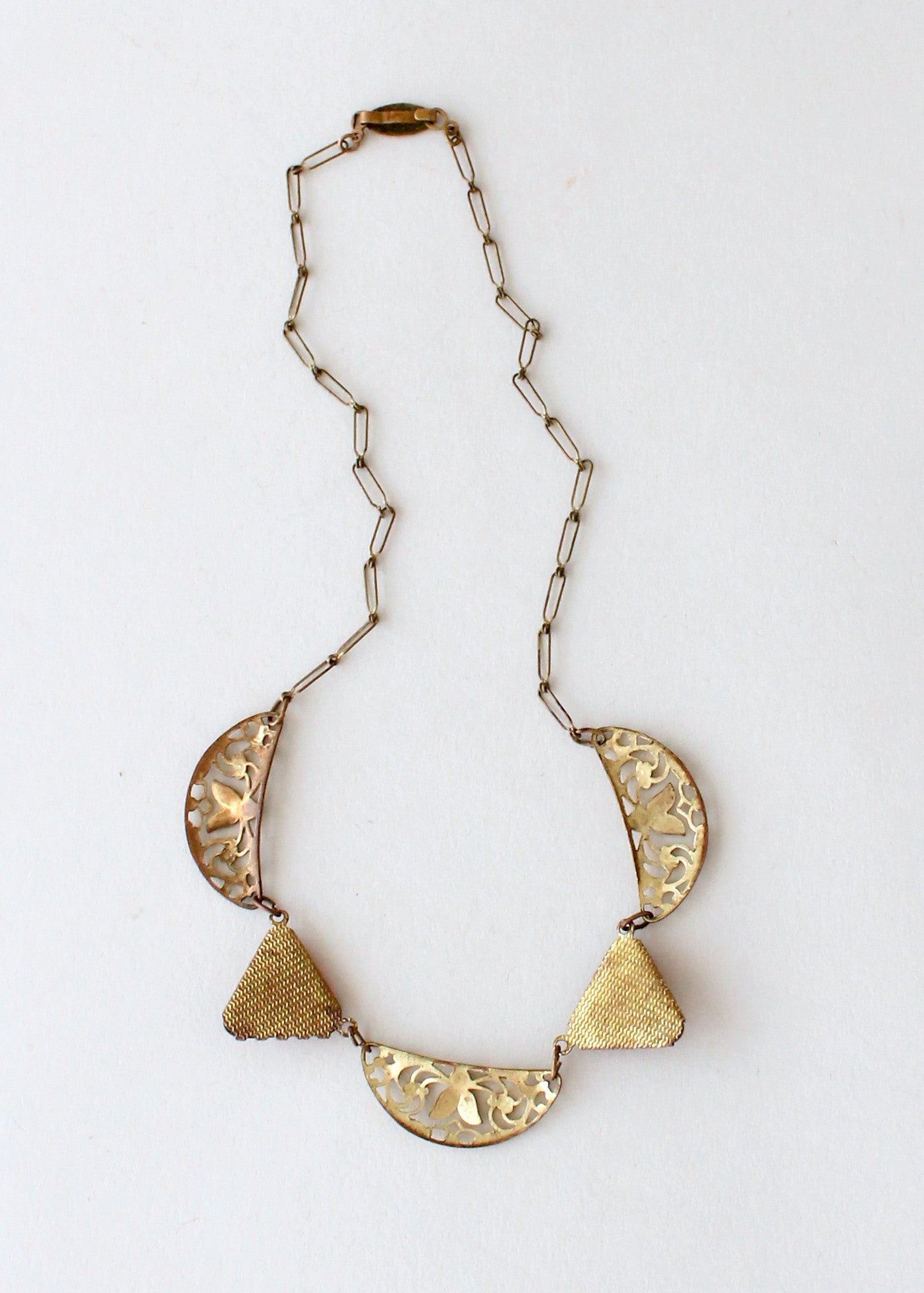 Vintage 1920s Red Glass and Enameled Necklace