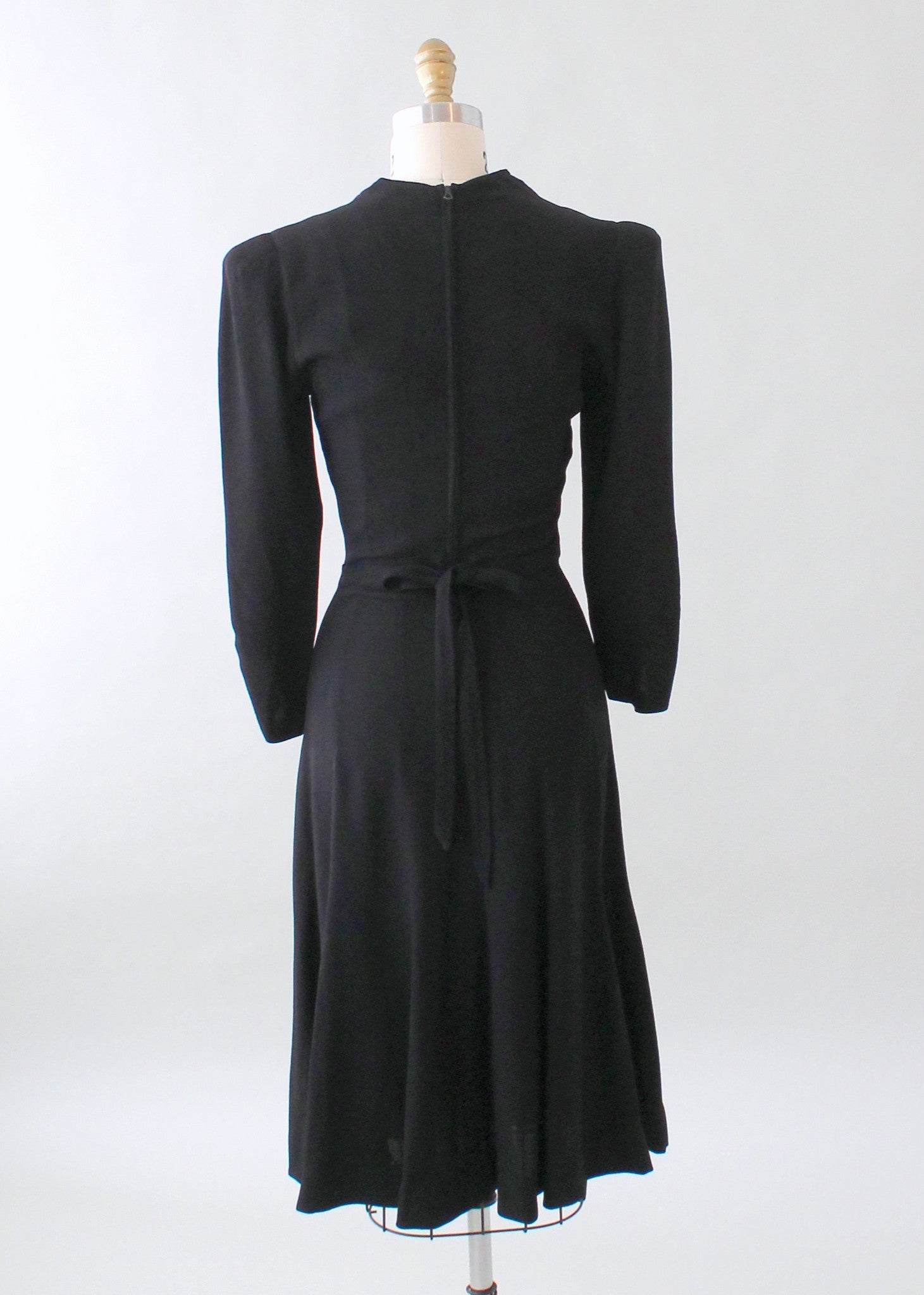 Vintage 1930s FOGA Black Beaded Crepe Dress