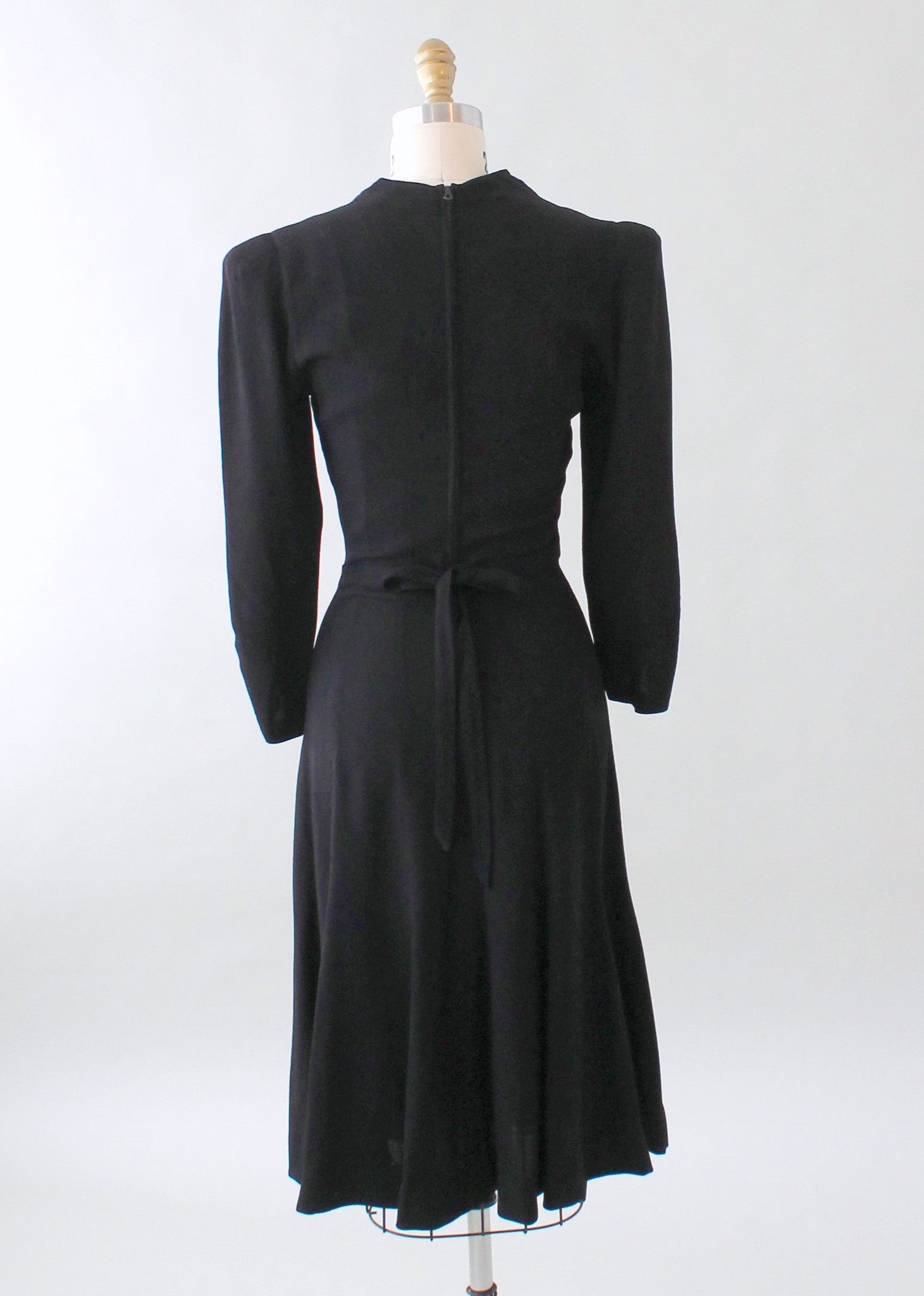 Vintage 1930s FOGA Black Beaded Crepe Dress - Raleigh Vintage