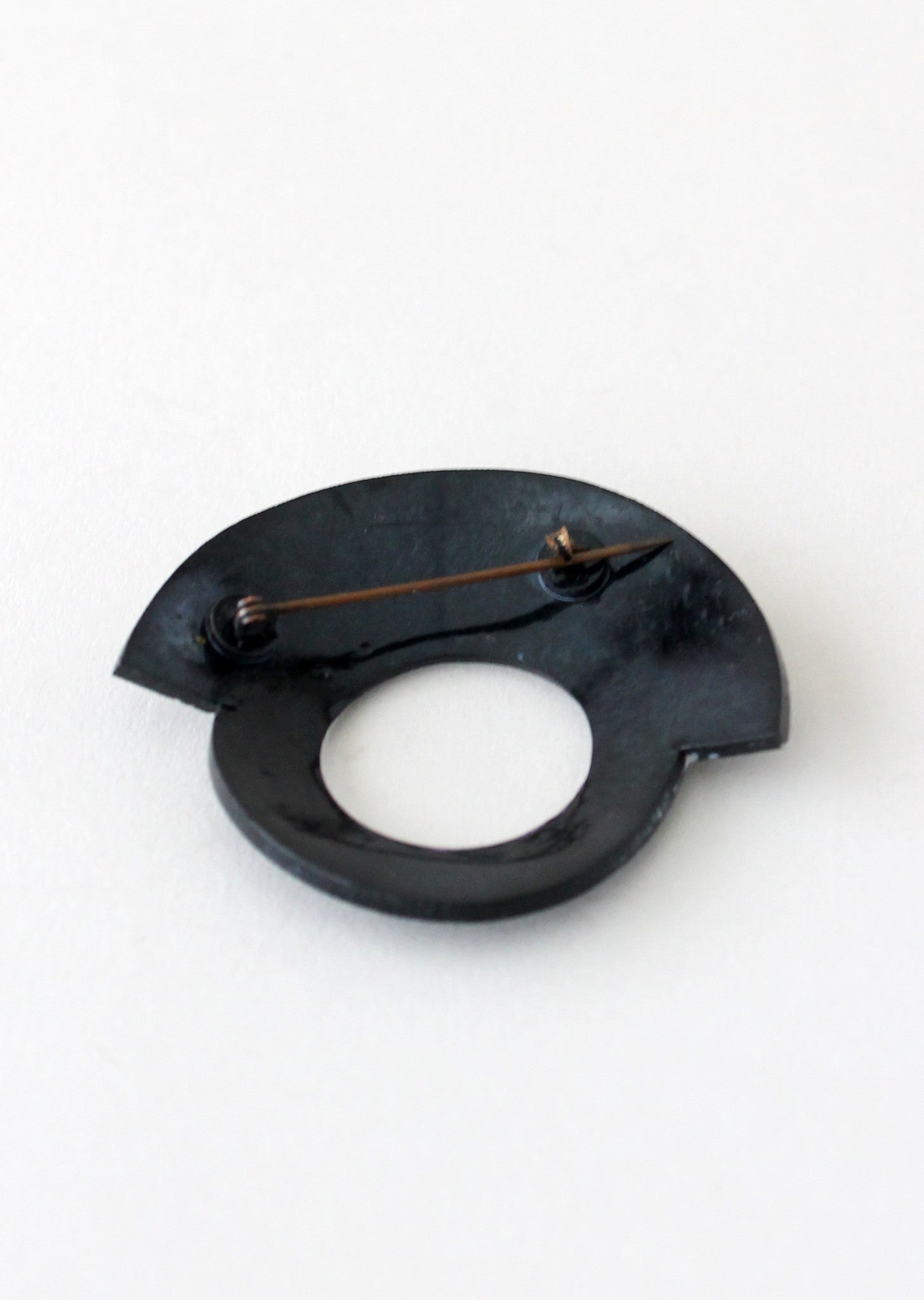 Vintage 1930s Art Deco Black Celluloid and Rhinestone Brooch