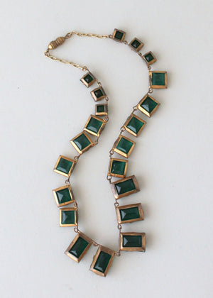 Vintage 1930s Art Deco Green Glass Choker Necklace