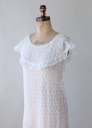 Vintage 1930s White Organdy Honeycomb Party Dress - Raleigh Vintage