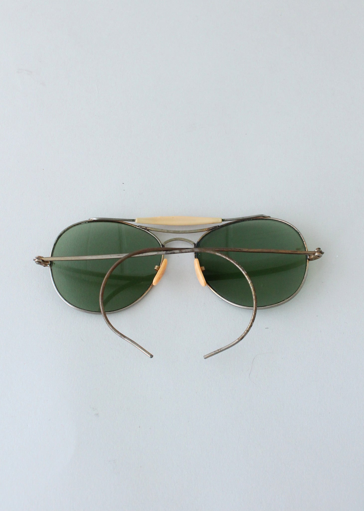 Vintage 1940s Green Glass Aviator Sunglasses