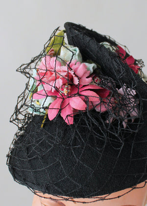 Vintage 1940s Floral Fascinator Style Tilt Hat