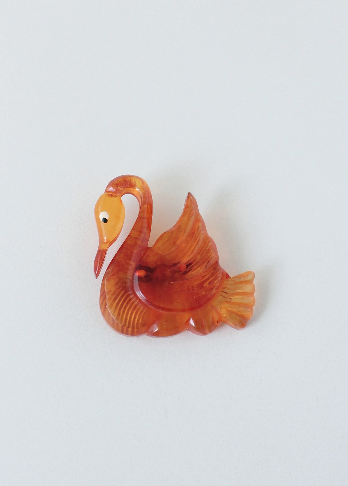 Vintage 1940s Reversed Carved Lucite Swan Brooch