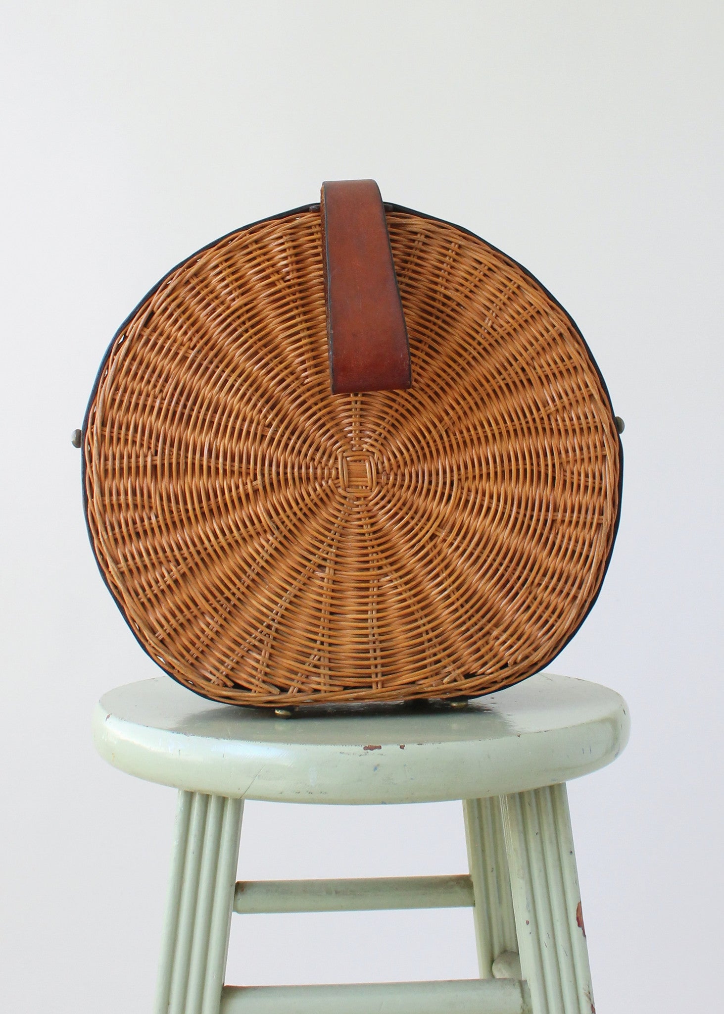 Vintage 1960s Aigner Large Round Wicker Purse