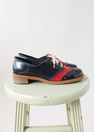 Vintage 1960s MOD Navy and Red Oxfords