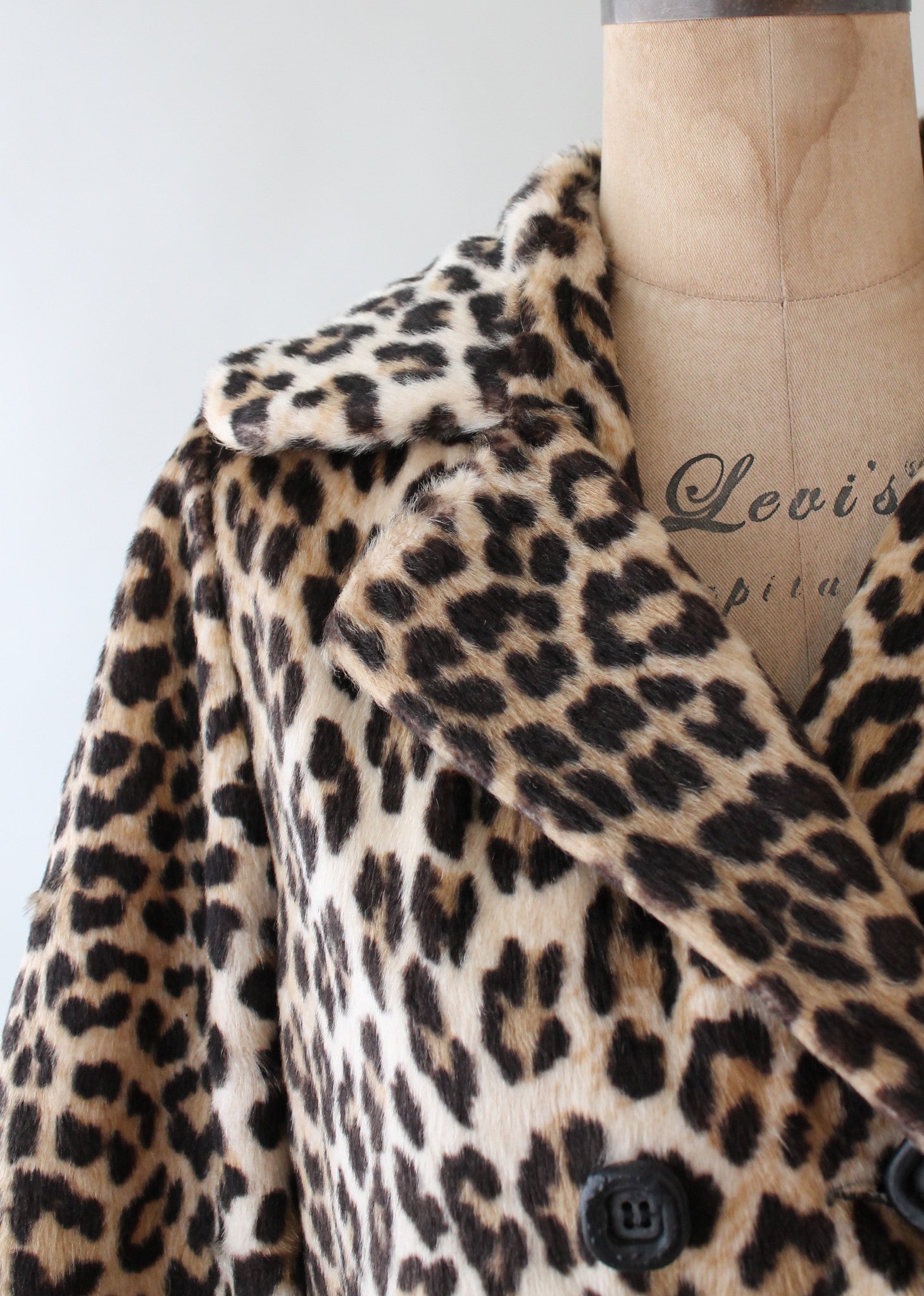 Vintage 1960s Leopard Print Faux Fur Car Coat