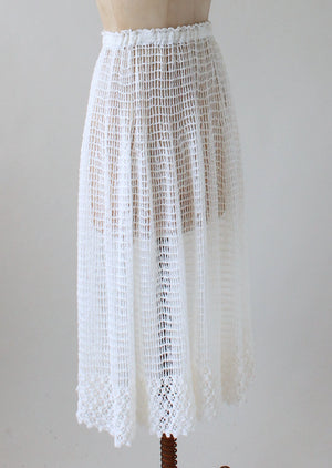 Vintage 1970s White Crochet Knit Skirt