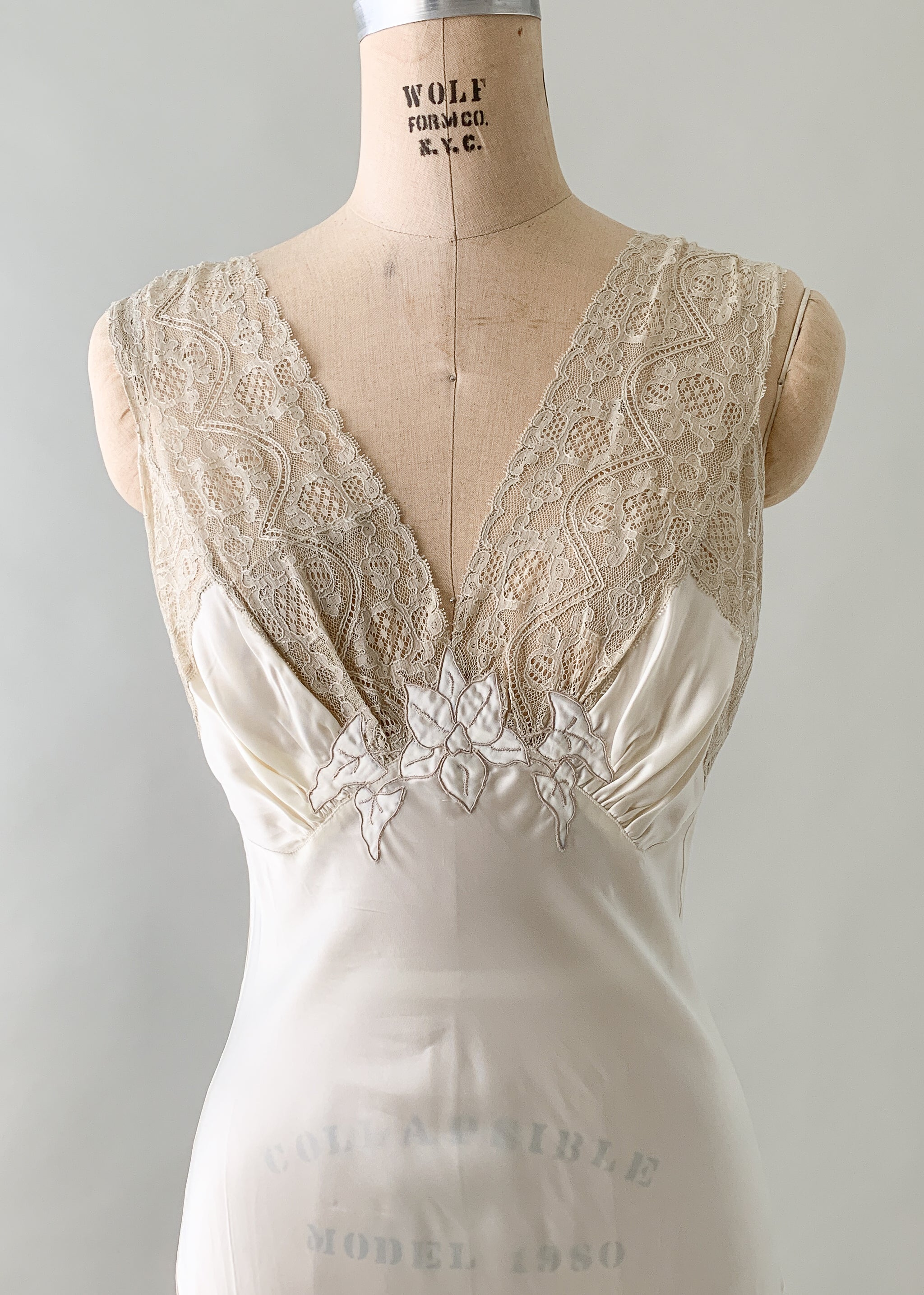 Vintage 1930s Rayon and Lace Slip Dress or Gown - Raleigh Vintage Vintage 1930s Rayon and Lace Slip Dress or Gown - Raleigh Vintage