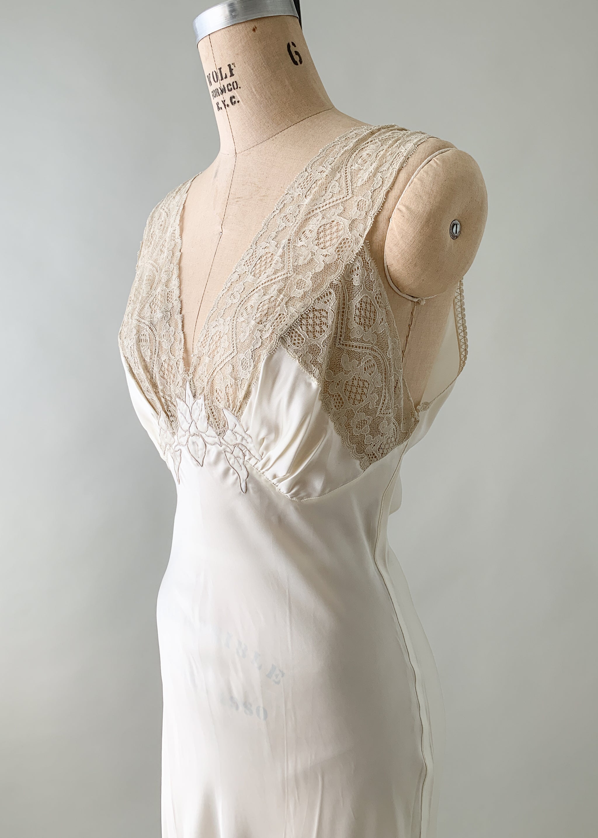 Vintage 1930s Rayon and Lace Slip Dress or Gown - Raleigh Vintage Vintage 1930s Rayon and Lace Slip Dress or Gown - Raleigh Vintage