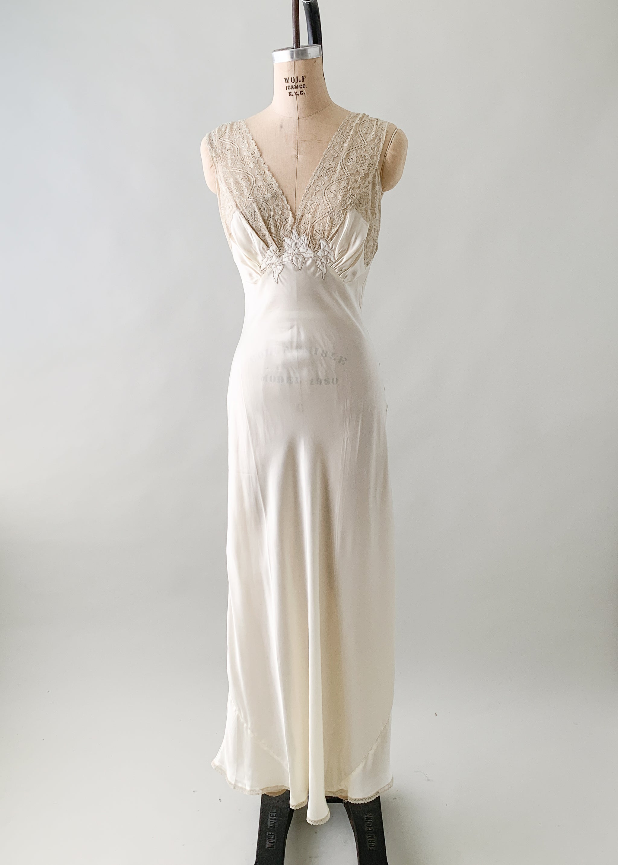 Vintage 1930s Rayon and Lace Slip Dress or Gown - Raleigh Vintage Vintage 1930s Rayon and Lace Slip Dress or Gown - Raleigh Vintage