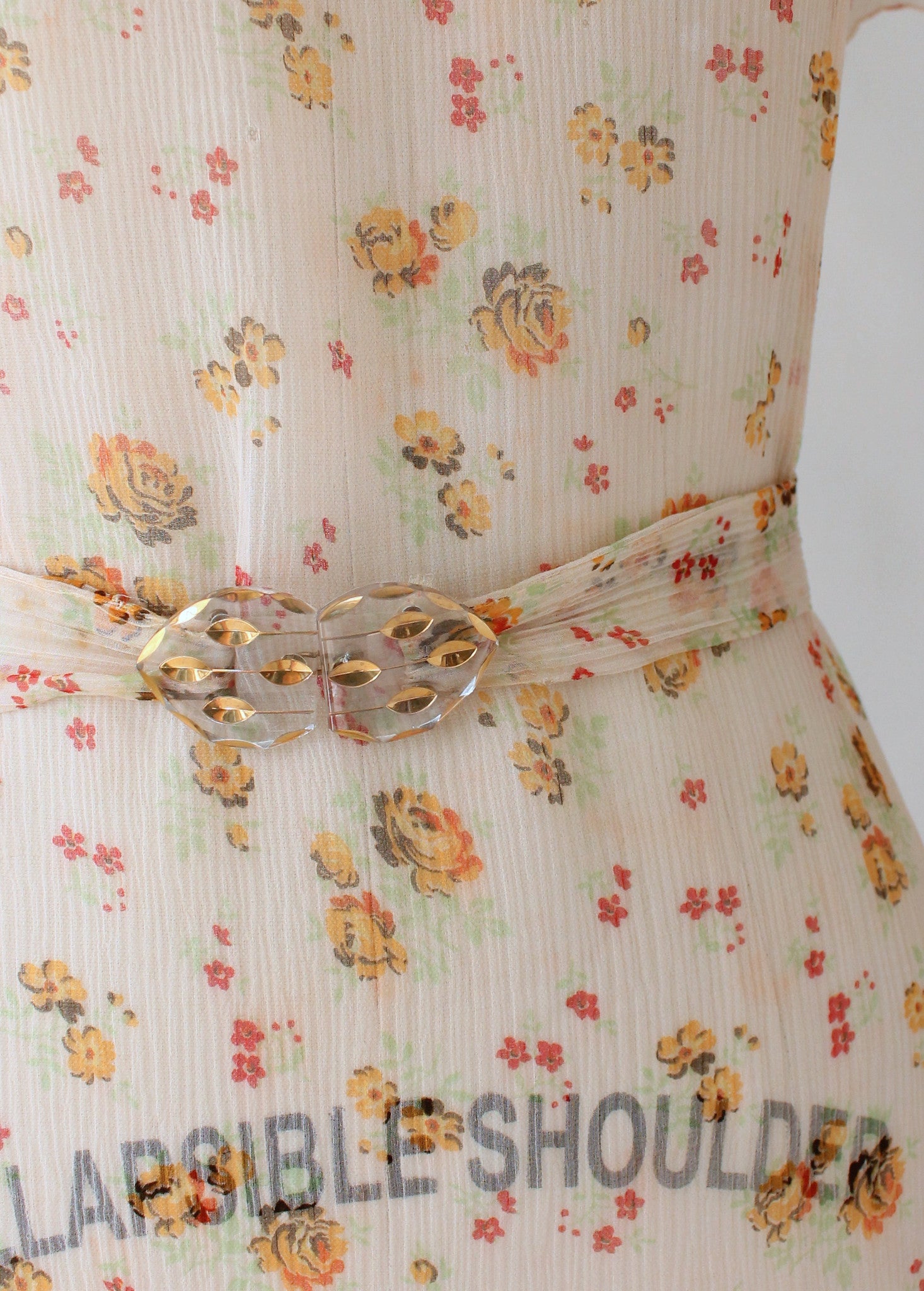 Vintage 1930s Floral Crepe Ruffled Lawn Party Dress