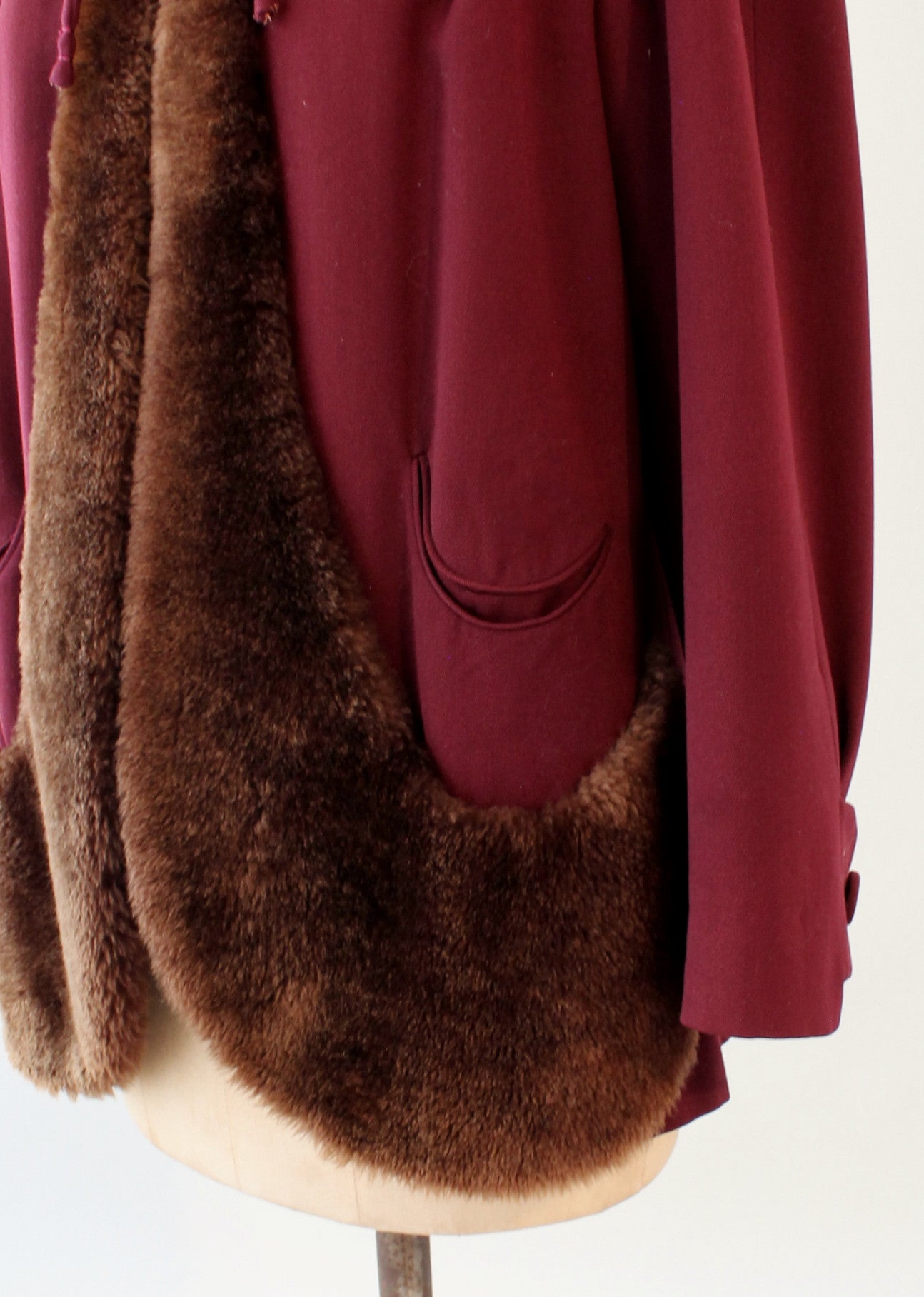 Vintage 1940s Printzess Swing Coat with Faux Fur