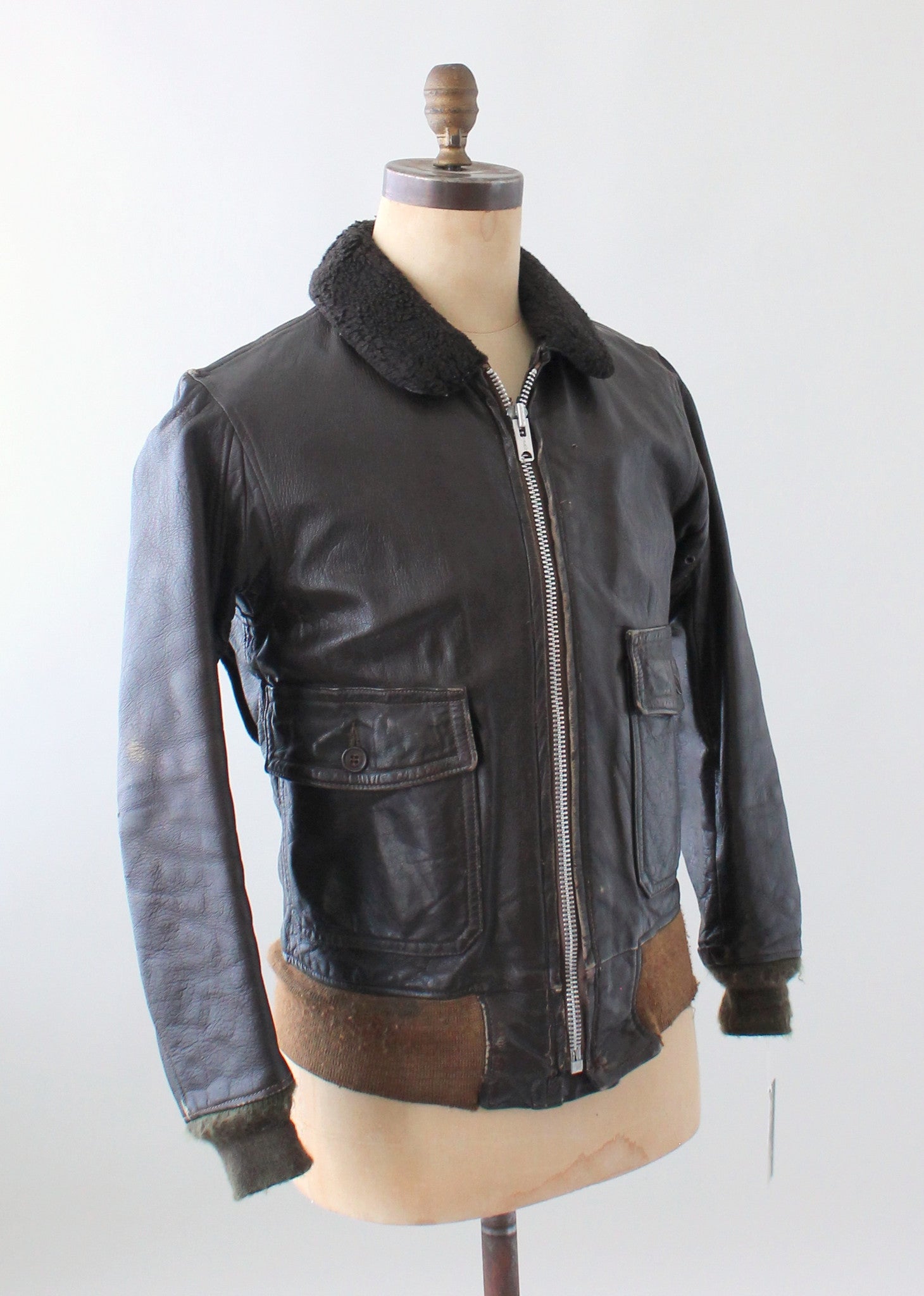 Vintage 1950s USN Leather Flight Jacket