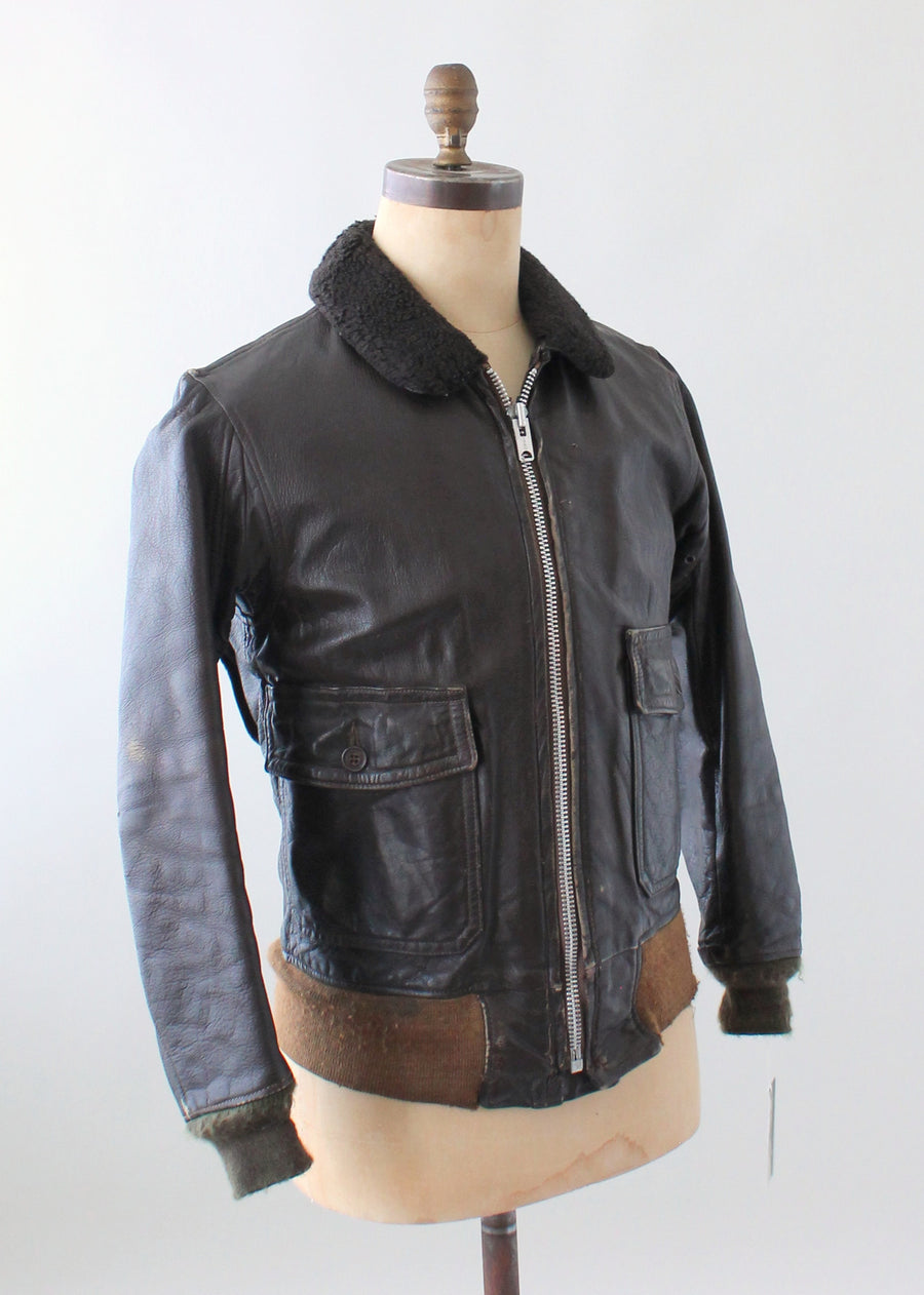 Vintage 1950s USN Leather Flight Jacket
