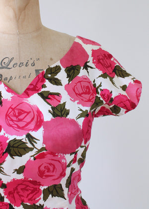 Vintage 1950s Silk Roses Blouse