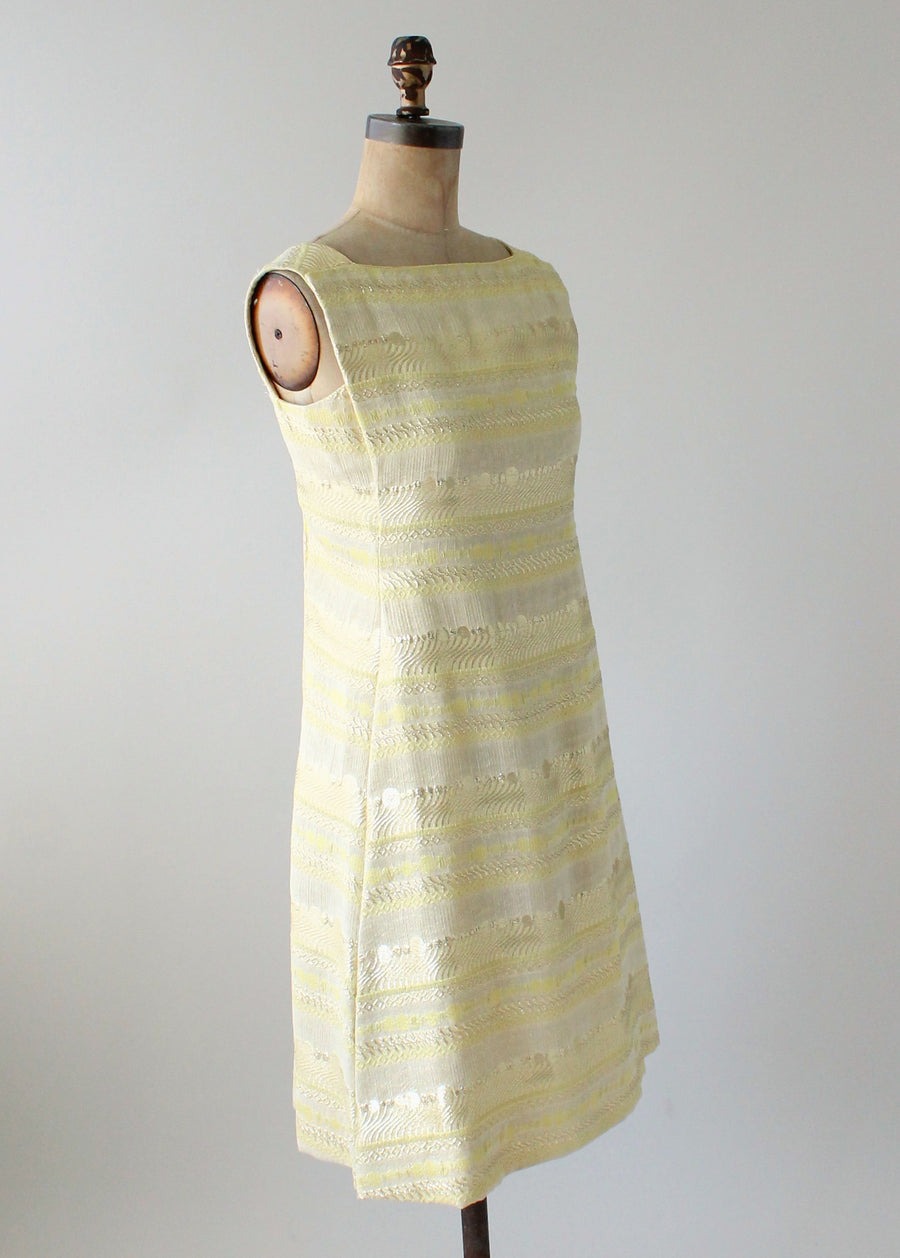 Vintage 1960s Malcolm Starr MOD Gold Lame Party Dress