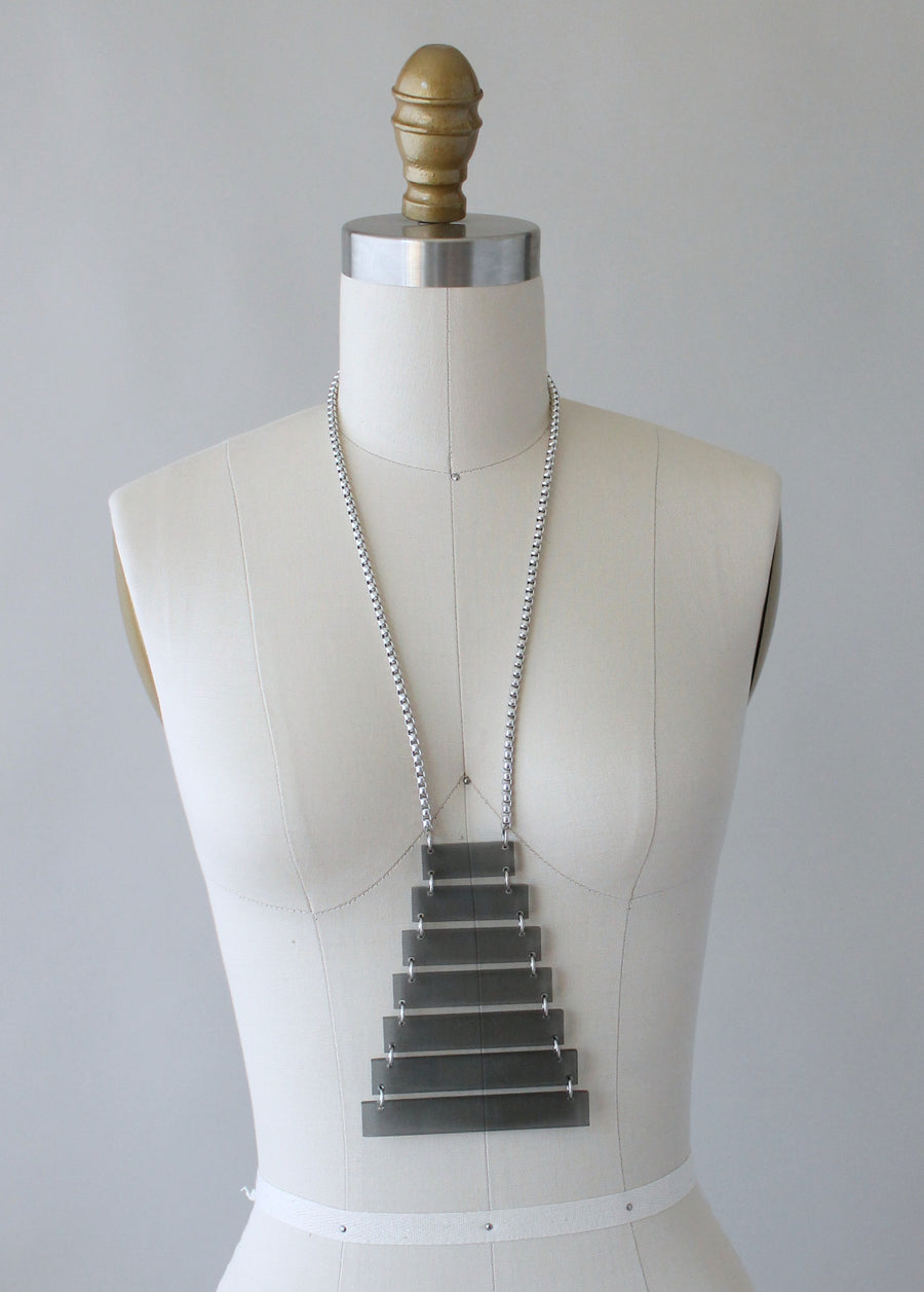 Vintage 1960s Modernist Grey Lucite Necklace