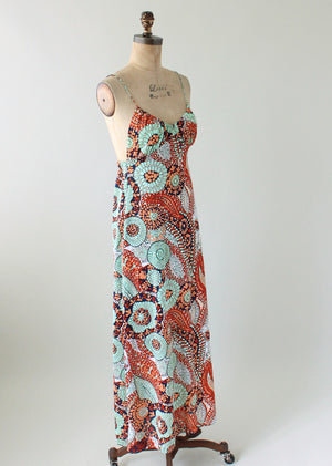 Vintage 1970s Abstract Print Sexy Sundress