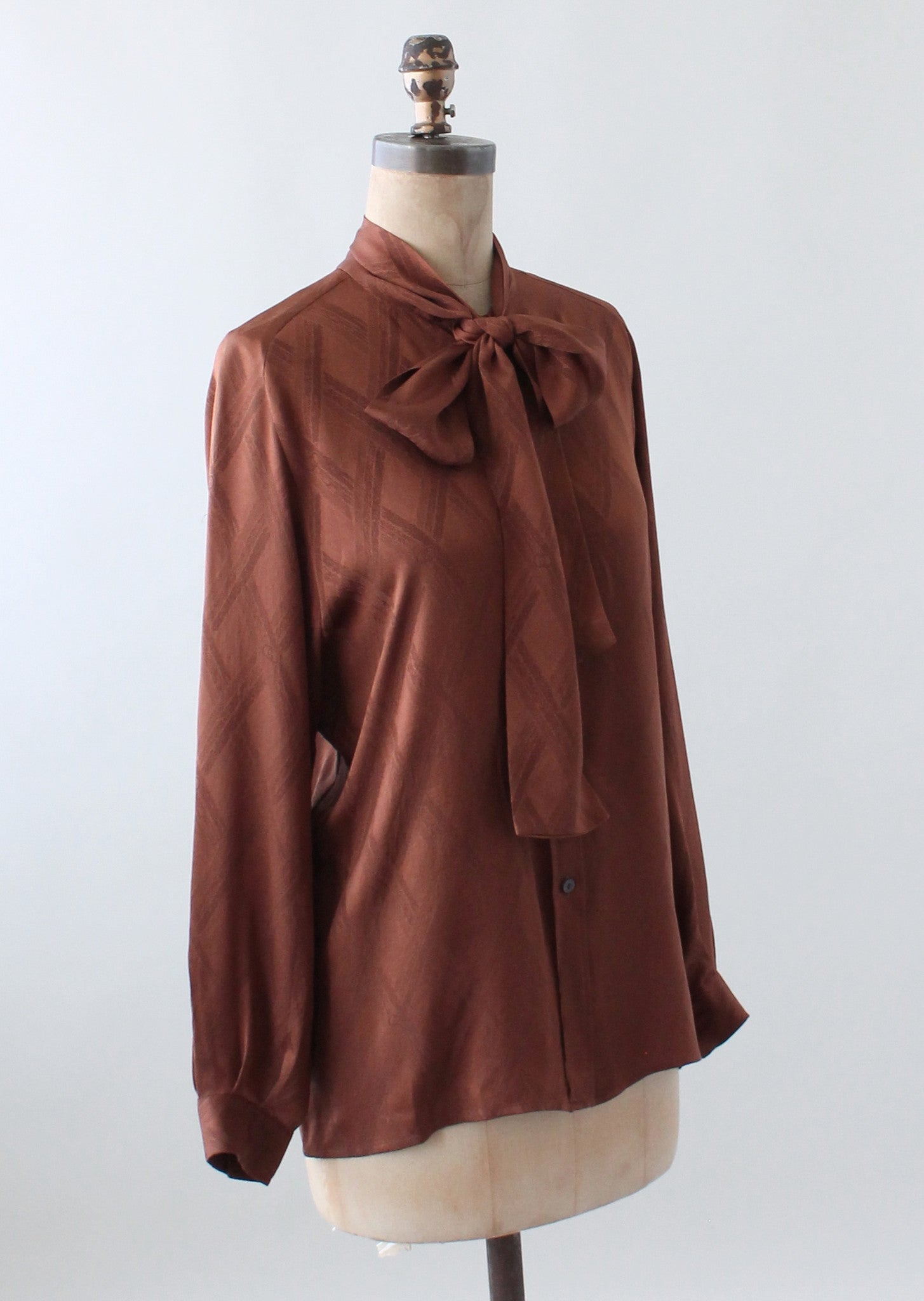 Vintage 1970s Gucci Brown Silk Logo Blouse