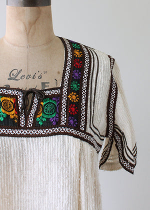 Vintage 1970s Embroidered Nubbly Cotton Shirt