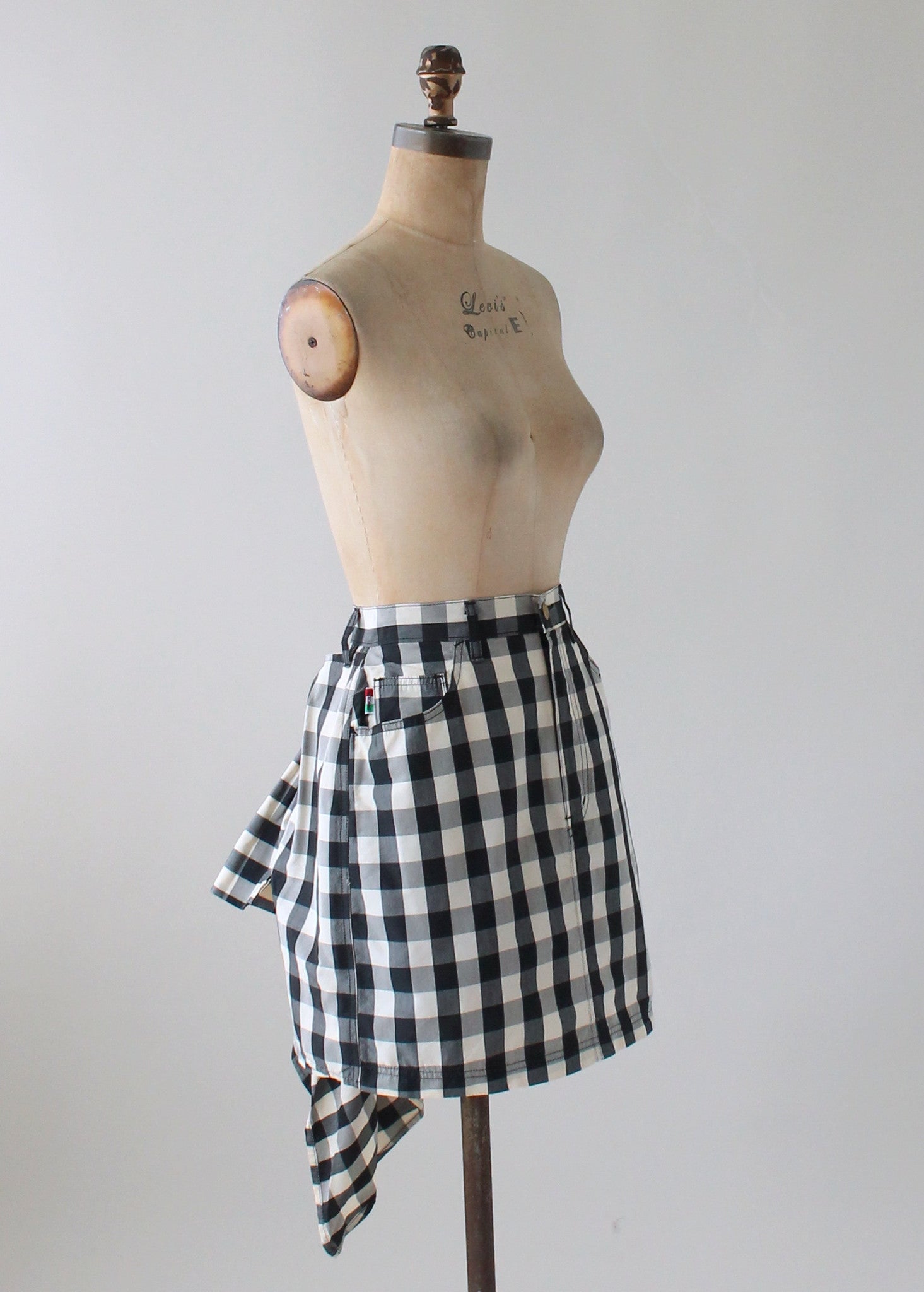 Vintage 1980s Moschino Jeans Party in the Back Mini Skirt