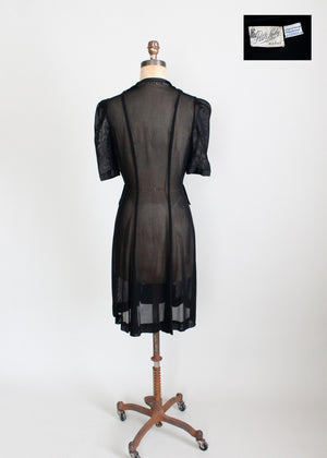 Vintage 1940s Black Sheer Mesh Swing Dress
