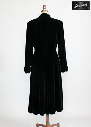 Vintage 1940s Black Velvet Princess Coat - Raleigh Vintage