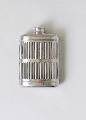Vintage 1920s Caged Glass and Metal Flask