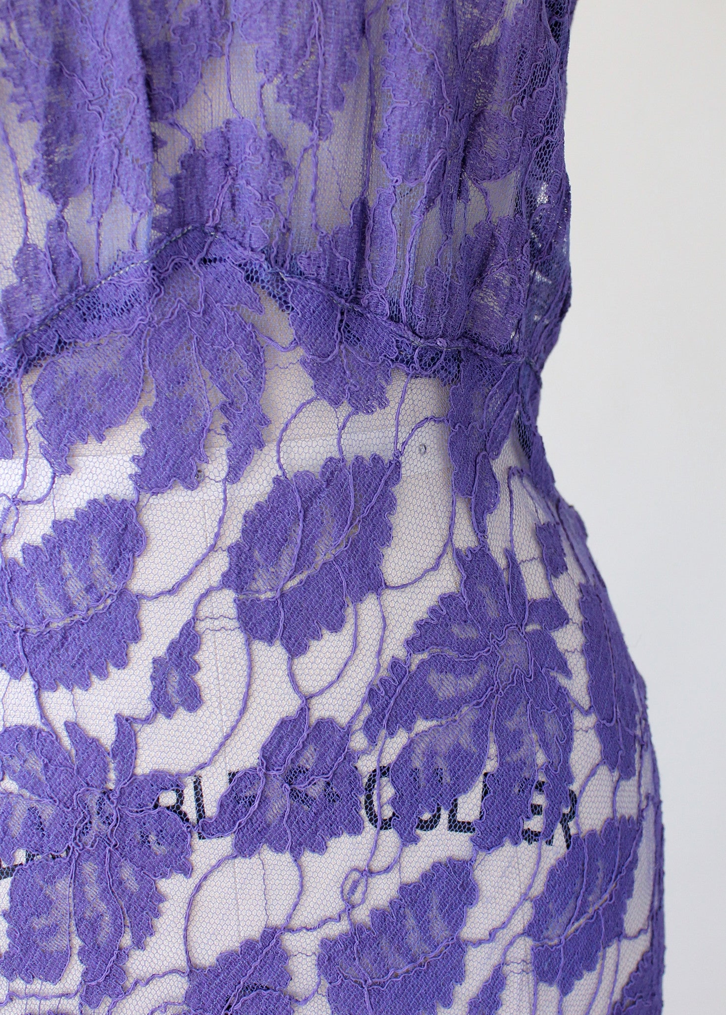 Vintage 1930s Purple Lace Evening Dress