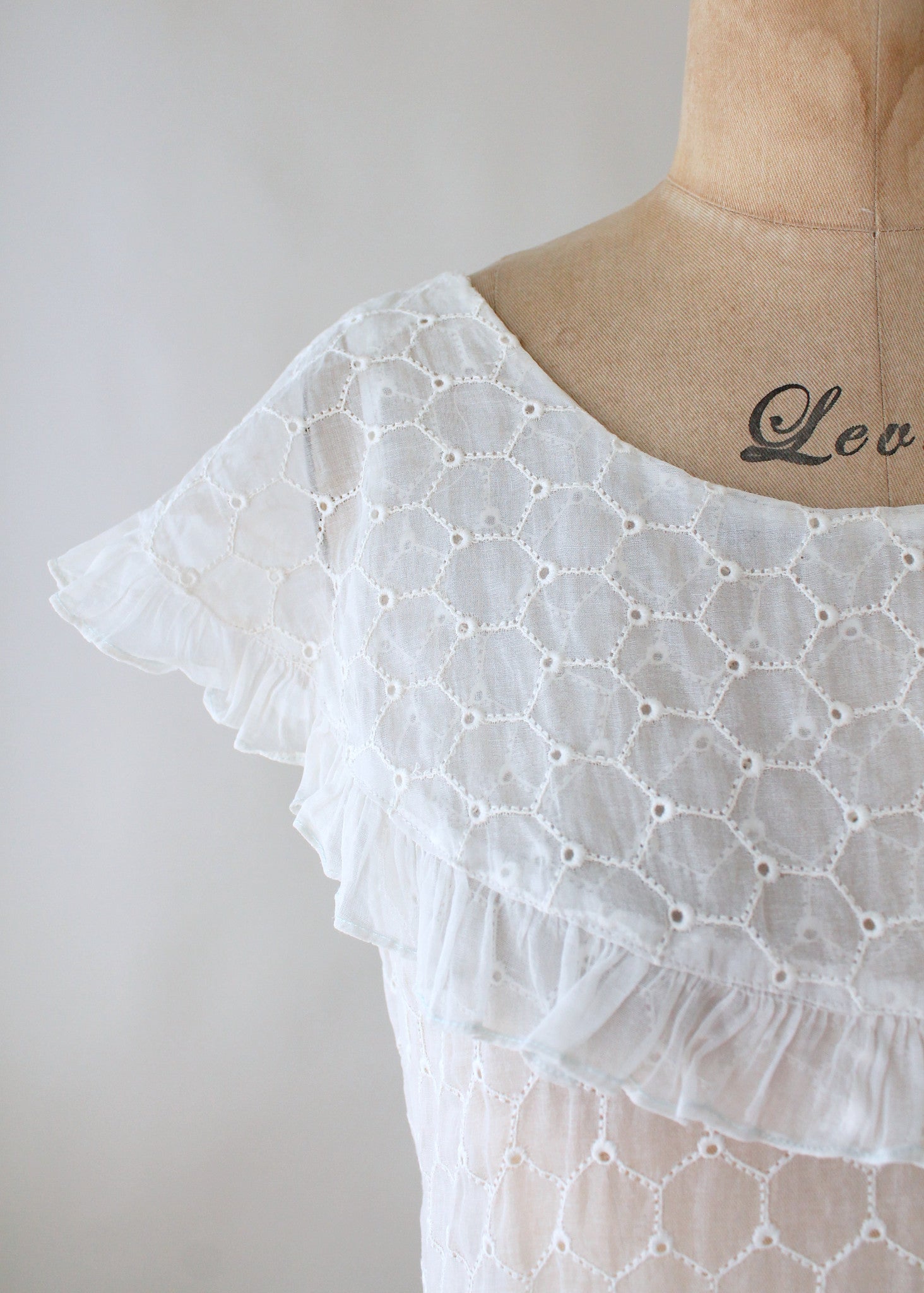 Vintage 1930s White Organdy Honeycomb Party Dress