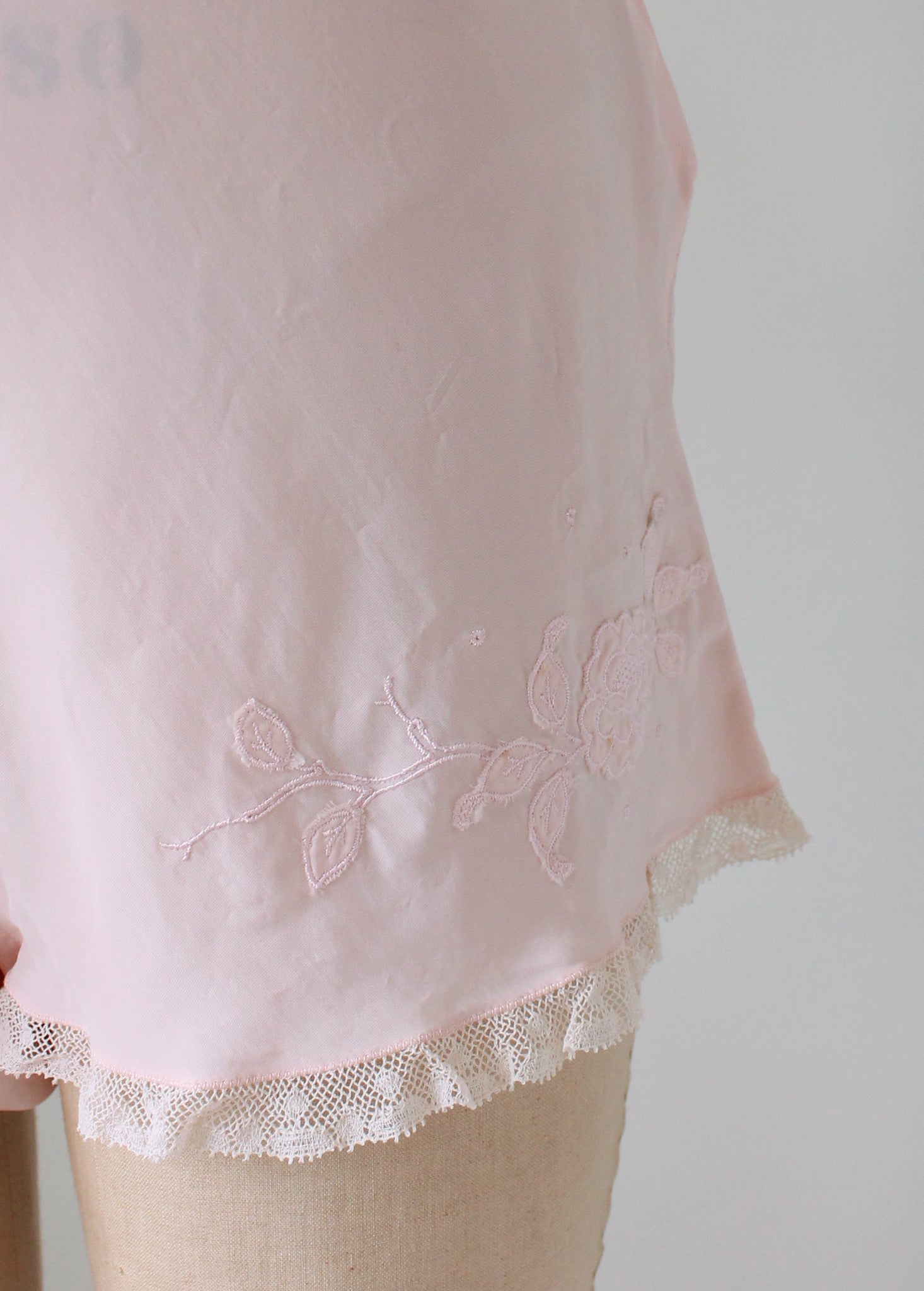 Vintage 1940s Pink Rayon Tap Pants with Floral Appliques