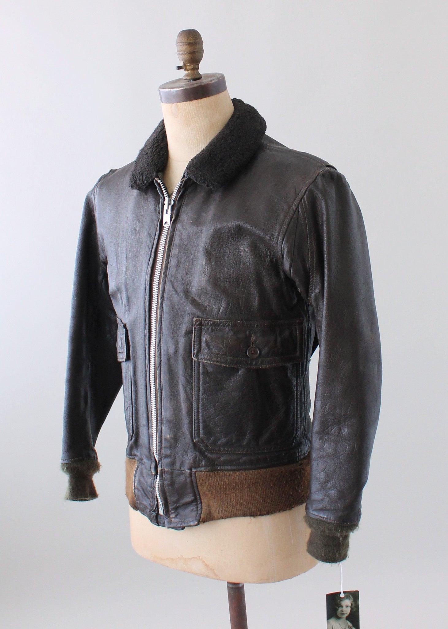 Vintage 1950s USN Leather Flight Jacket