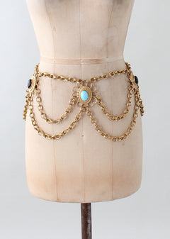 Vintage 1960s Glass and Gold Chain Glamour Belt - Raleigh  display picture 3