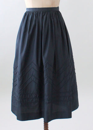 Vintage 1970s Embroidered Black Nylon Skirt
