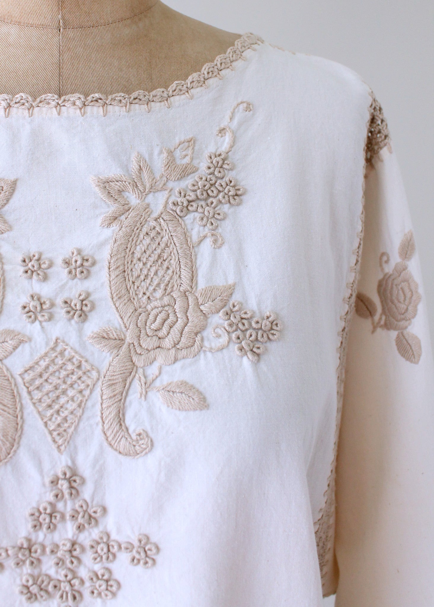 Vintage 1970s Floral Embroidered Slouch Shirt