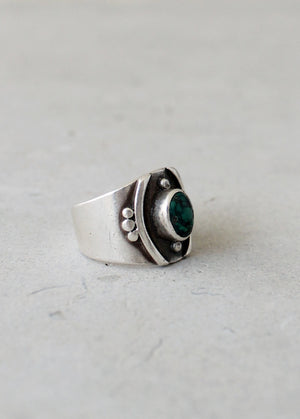 Vintage 1970s Sterling Silver and Turquoise Nugget Ring