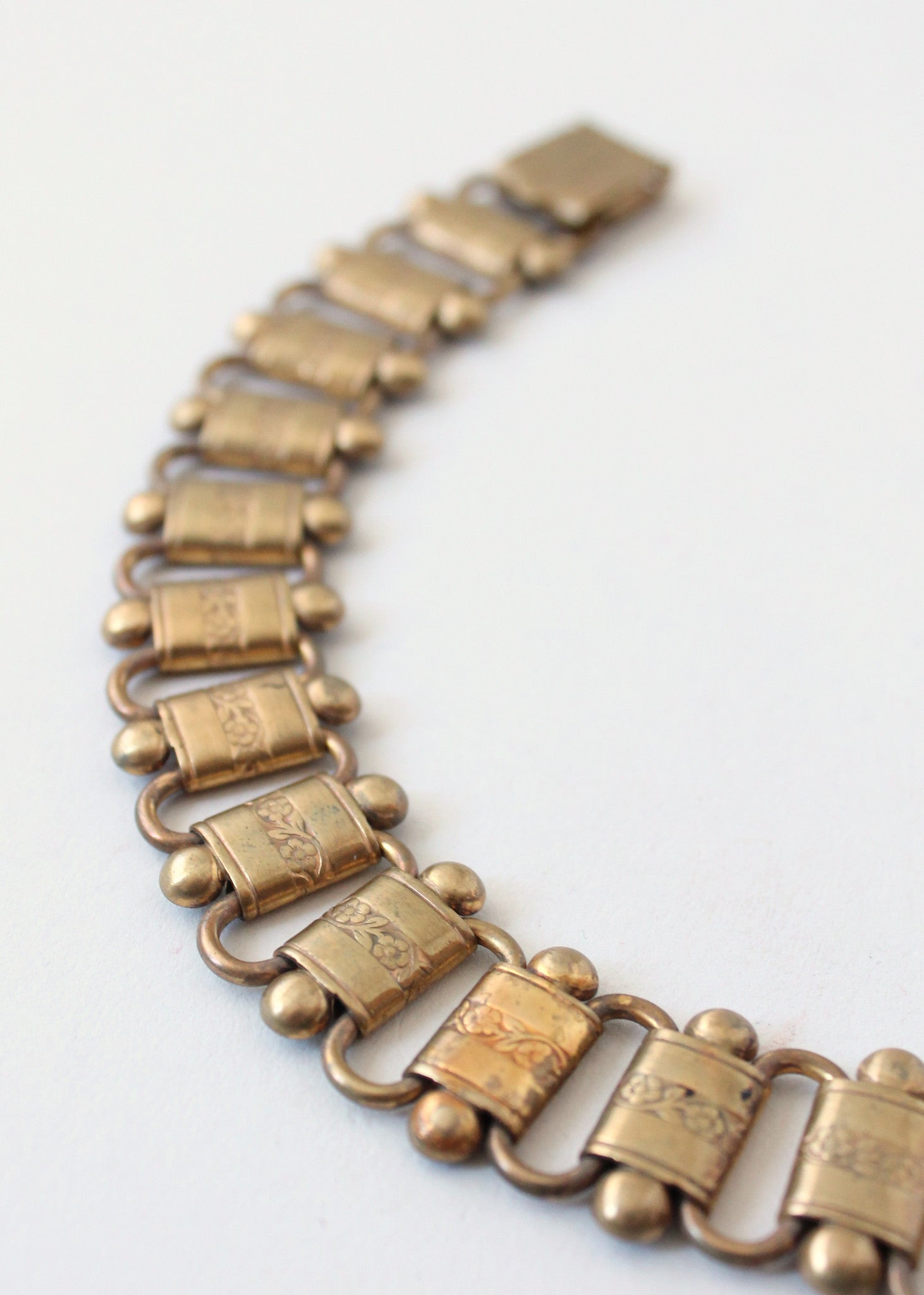 Vintage 1940s Brass Book Chain Bracelet