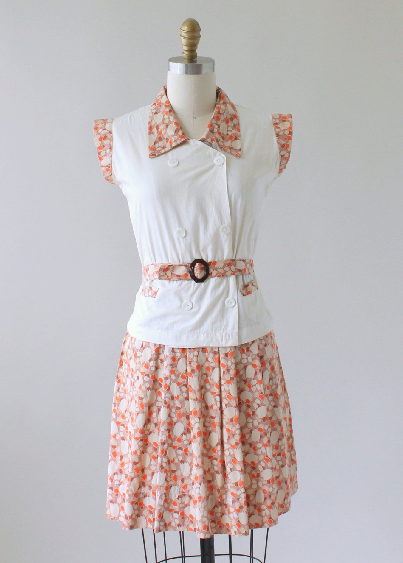 Vintage 1930s Feedsack Cotton Day Dress