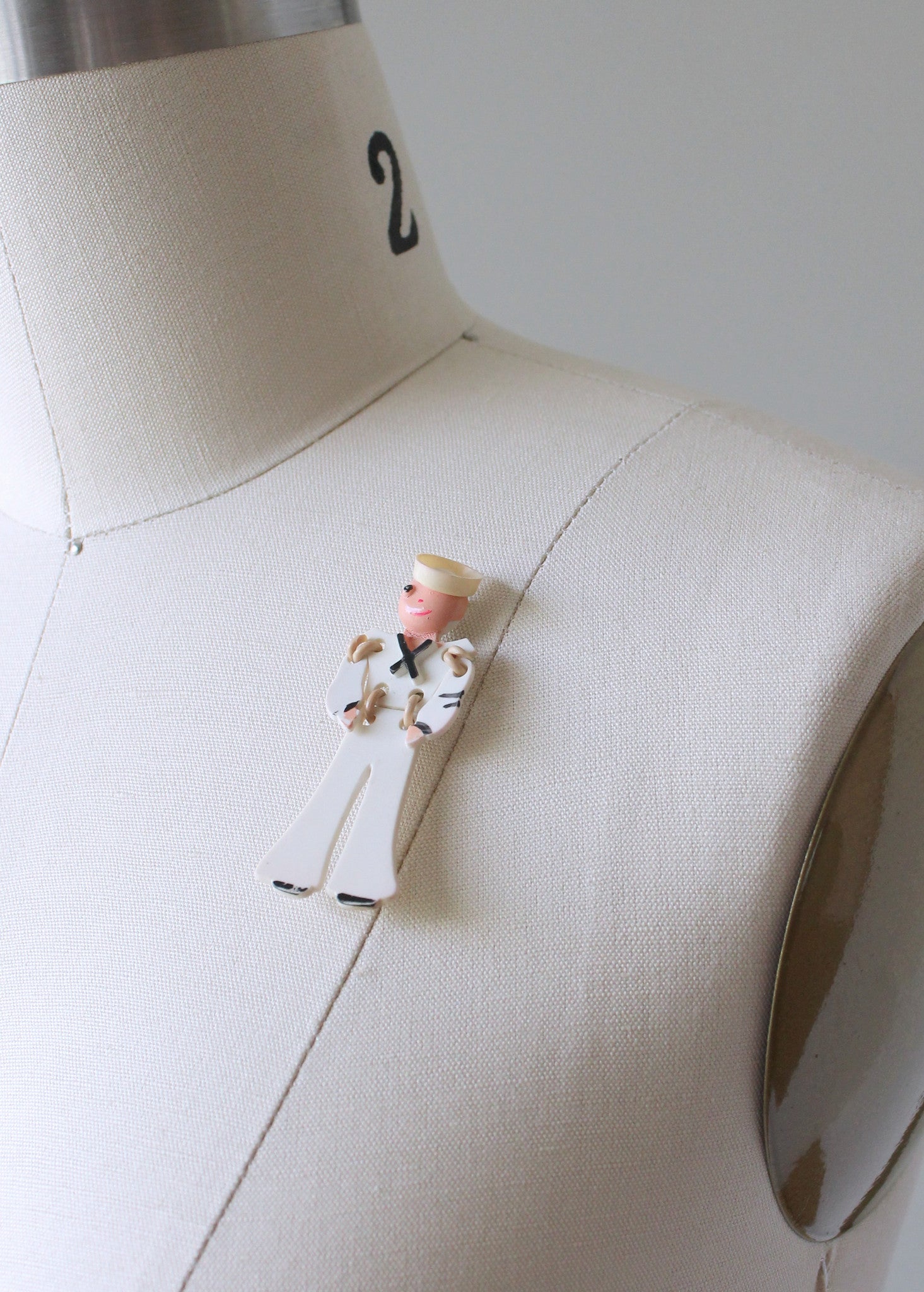 Vintage 1940s Articulated Celluloid Sailor Pin
