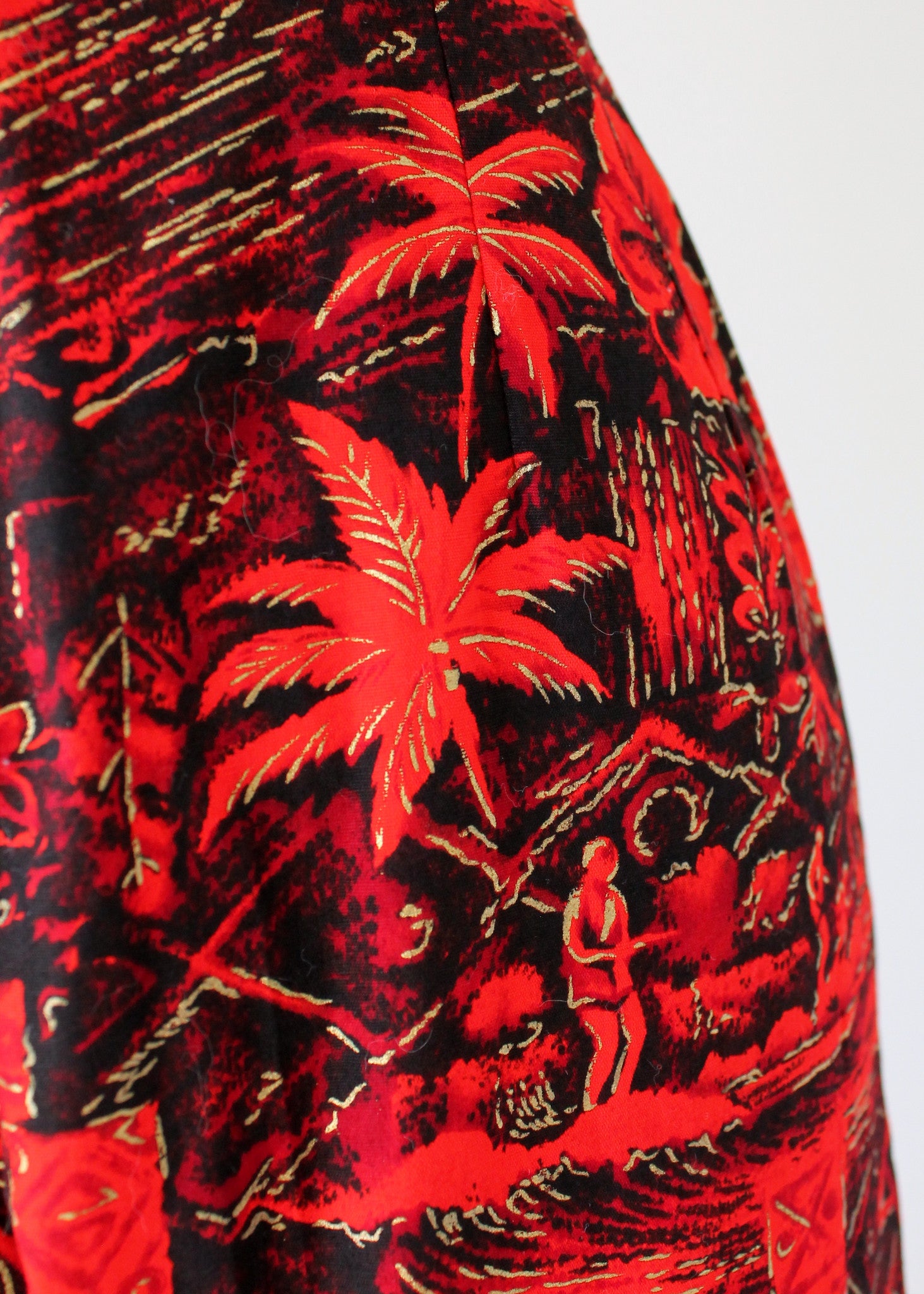 Vintage 1950s Tiki Print Cotton Jumpsuit
