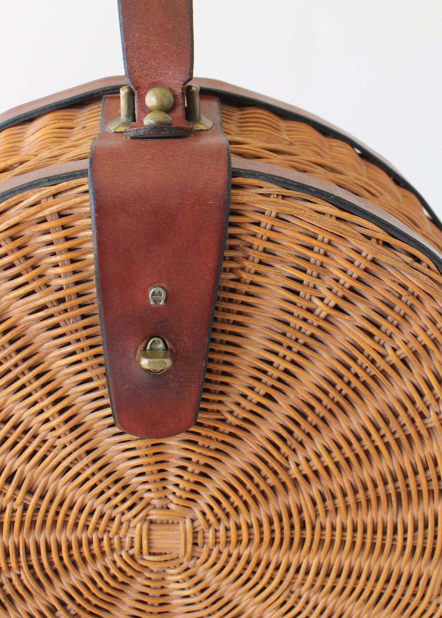 Vintage 1960s Aigner Large Round Wicker Purse
