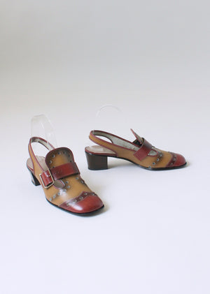 Vintage 1960s MOD Two Toned Slingback Loafers