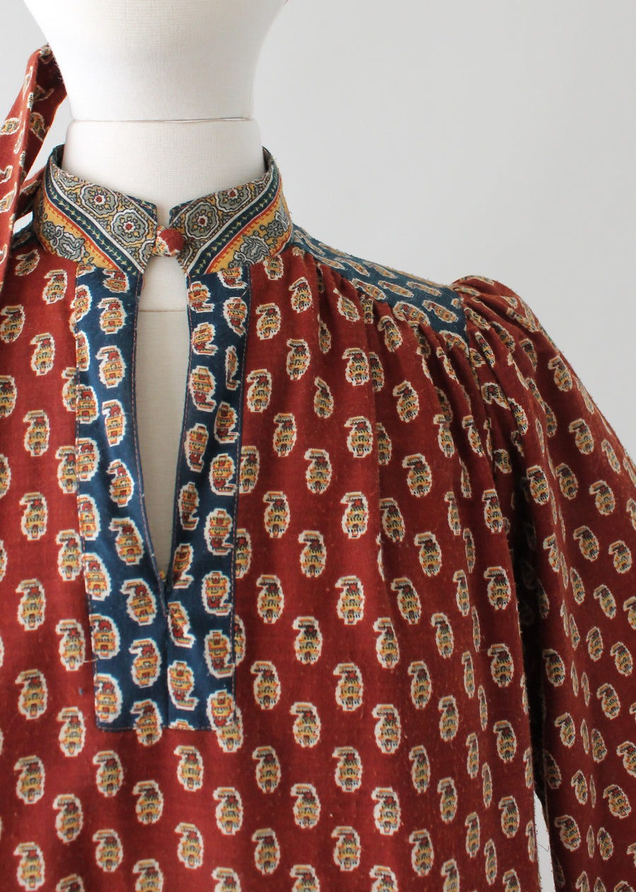 Vintage 1970s Indian Cotton Fall Dress