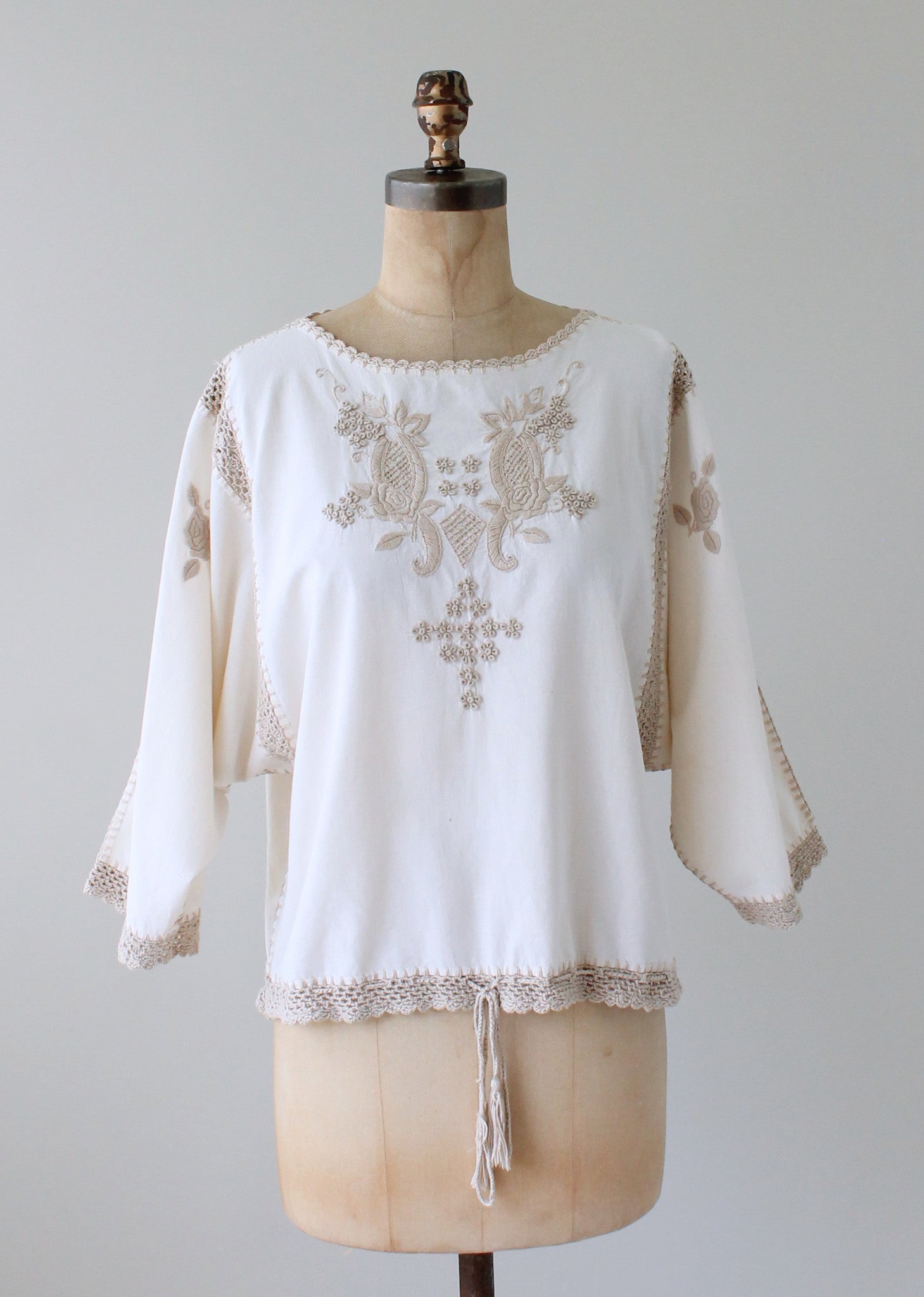 Vintage 1970s Floral Embroidered Slouch Shirt