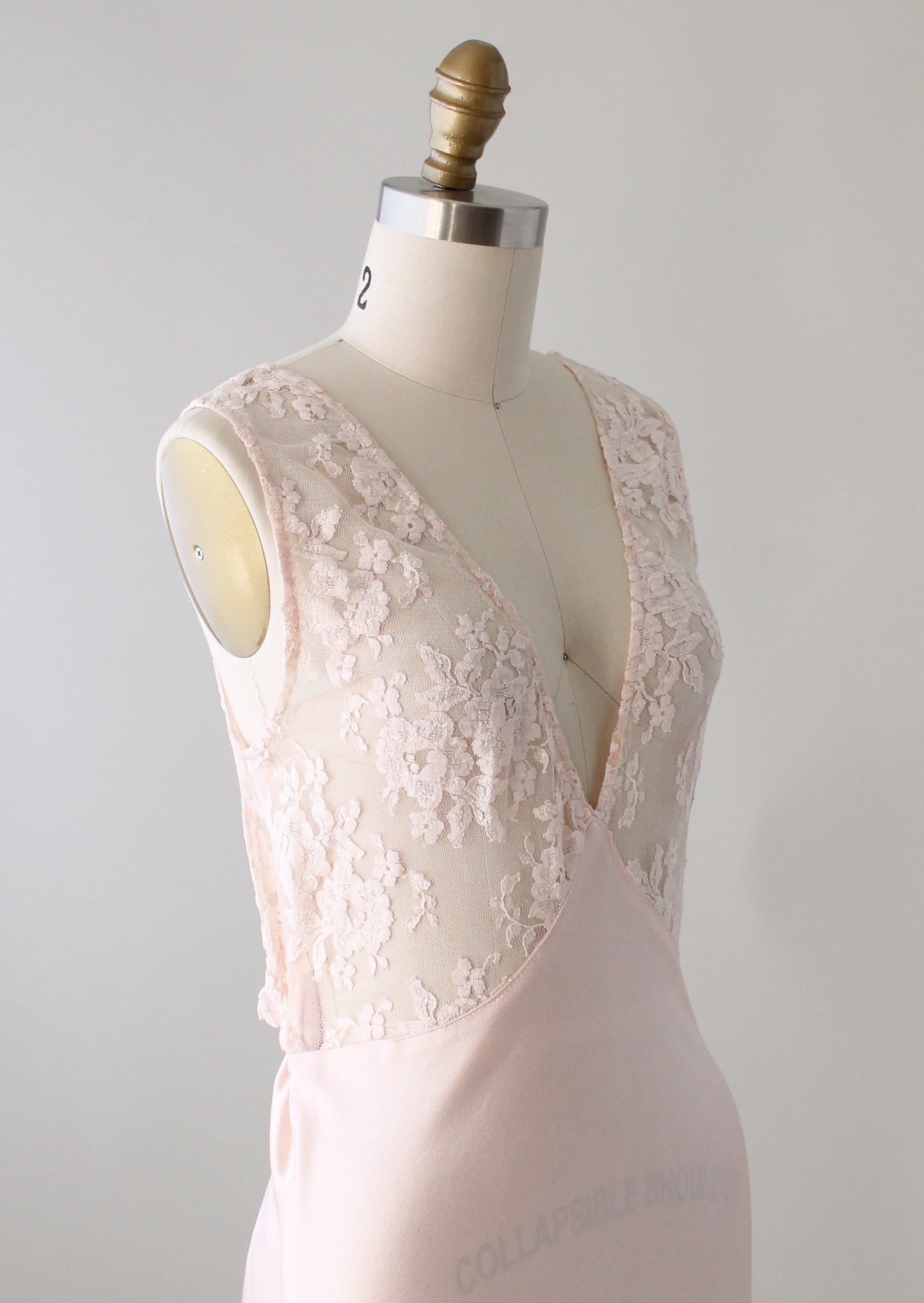 Vintage 1970s Sexy Pale Pink Rayon and Lace Gown