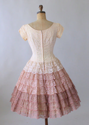 Vintage 1950s Ombre Lace Party Dress
