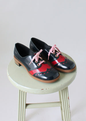 Vintage 1960s MOD Navy and Red Oxfords