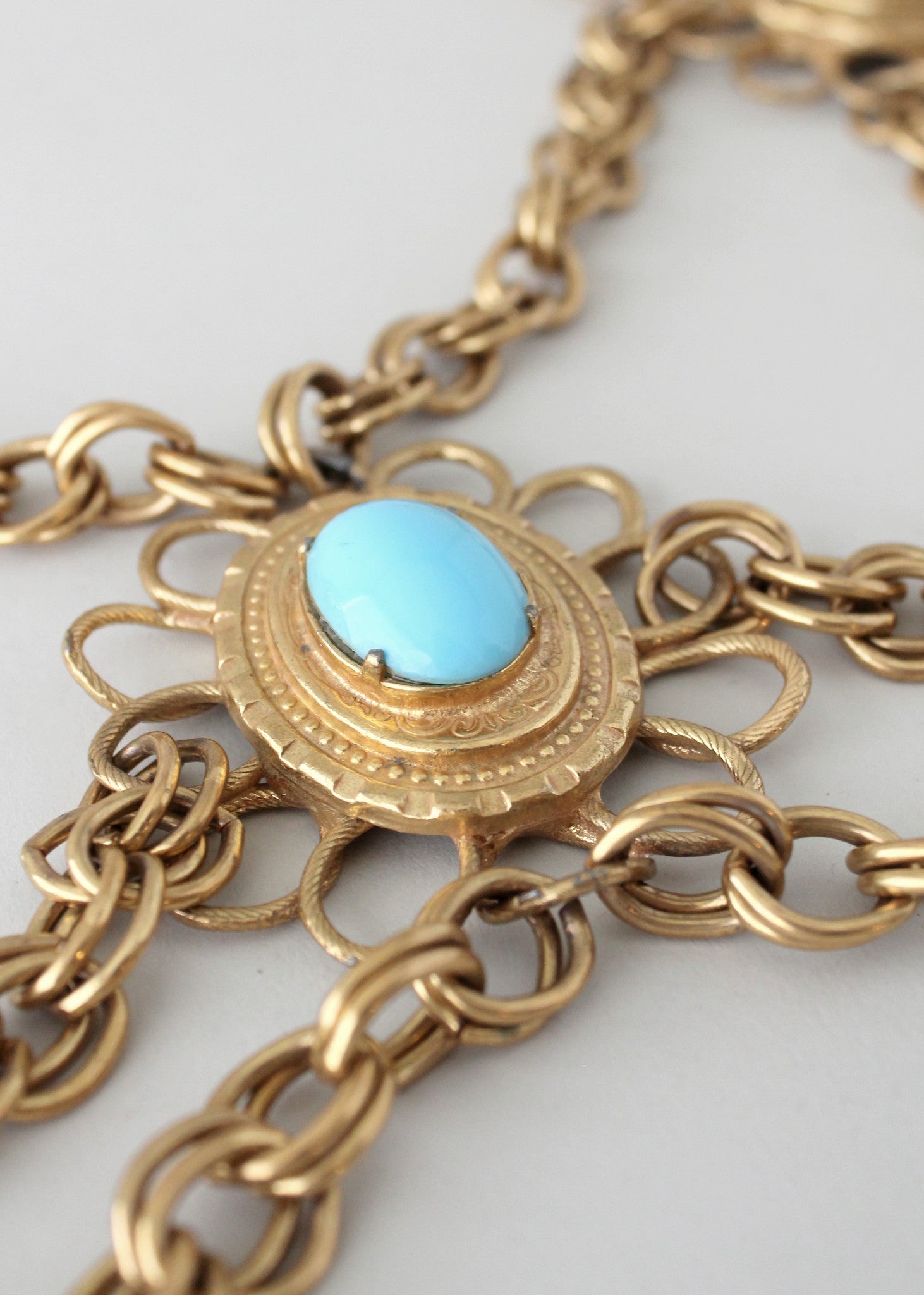 Vintage 1960s Glass and Gold Chain Glamour Belt